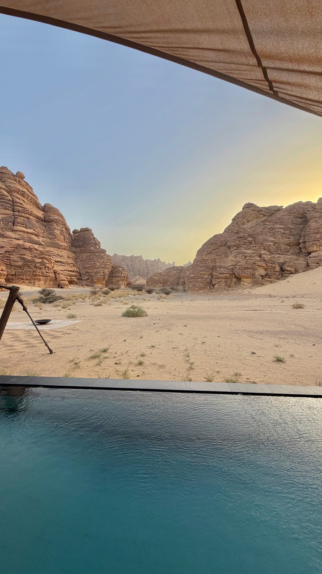 View through canopy over desert