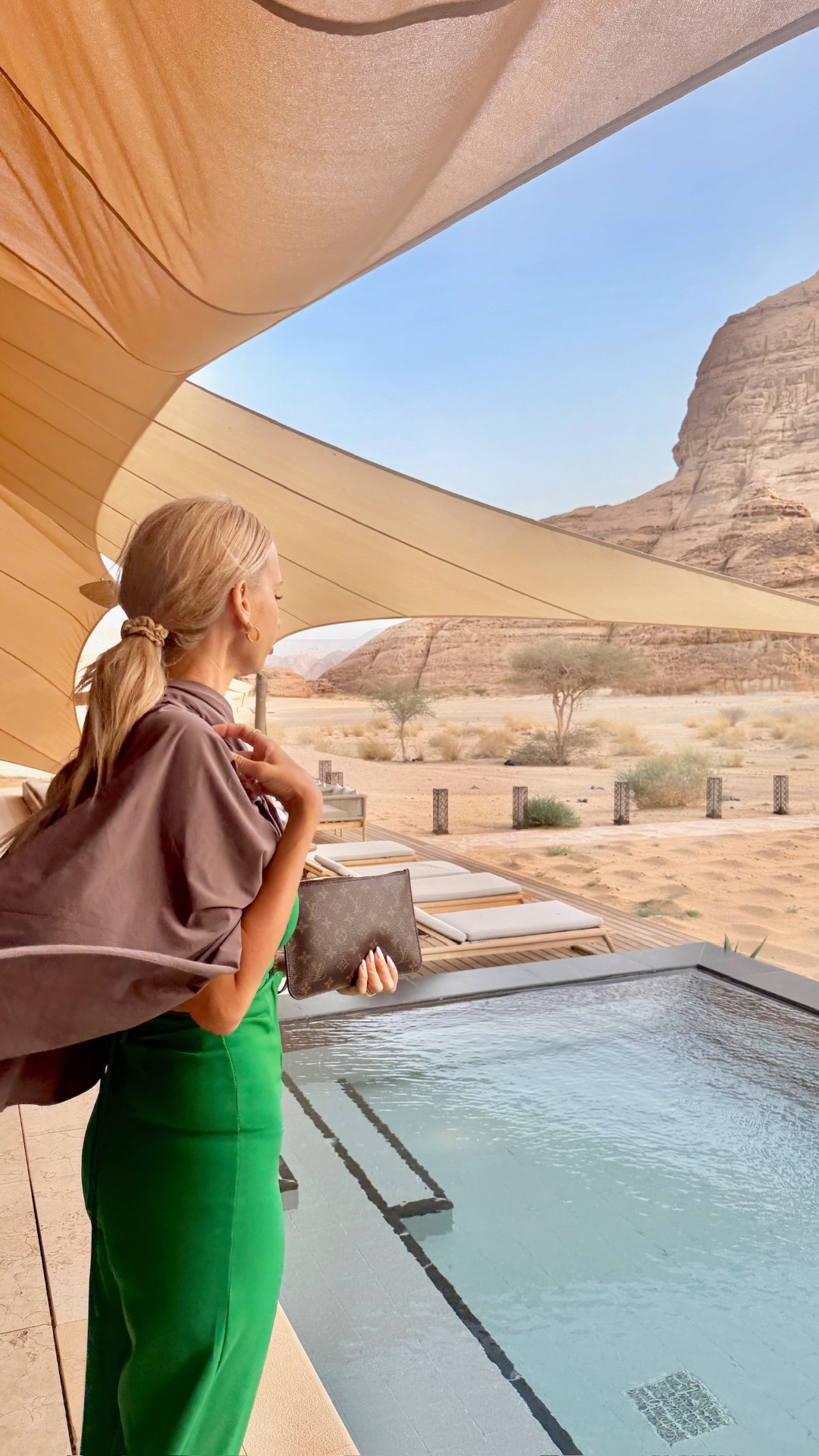 Petronela in green at AlUla